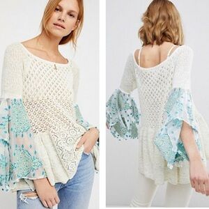 Free People Pointelle Breeze Sweater Top— Size Large